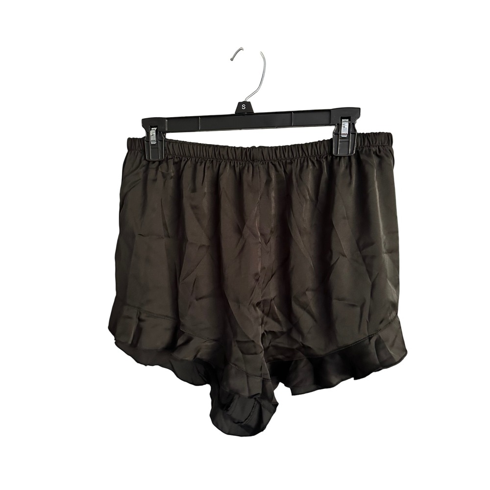 Cupshe Black Satin Ruffle Trim Sleep Shorts XXL